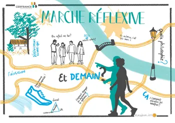 Planche storytelling visuel sur iPad pro "marche réflexive" réalisée à l'occasion du séminaire d'entreprise organisé par CERFRANCE Seine. Normandie..